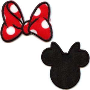 Disney Minnie Mouse Silhouette Red Bow and Iron on Applique Patch 1 Disney Minnie Mouse Silhouette Red Bow and Iron on Applique Patch