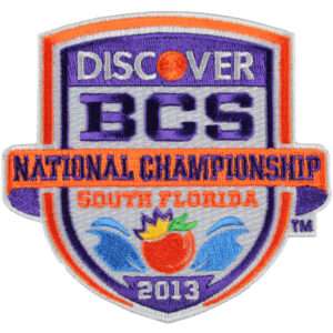 2013 BCS National Championship Game Patch (Notre Dame vs. Alabama) 1 2013 Discover BCS National Championship Game Patch (Notre Dame vs. Alabama)