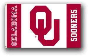 College Flags Oklahoma Sooners Logo Red/White 3X5 Flag With Metal Grommets