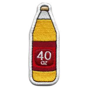 40oz Beer Bottle Patch Funny Old School Embroidered Iron On