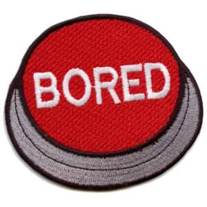 Big Red Bored Button Embroidered Iron-on Patch