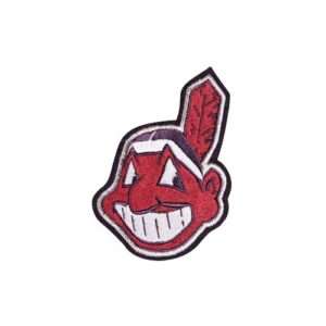 Cleve Guardians Indians Chief Wahoo Logo Jersey Sleeve Navy Border Patch (Retired) 1 Cleve Guardians Indians Chief Wahoo Logo Jersey Sleeve Navy Border Patch (Retired)