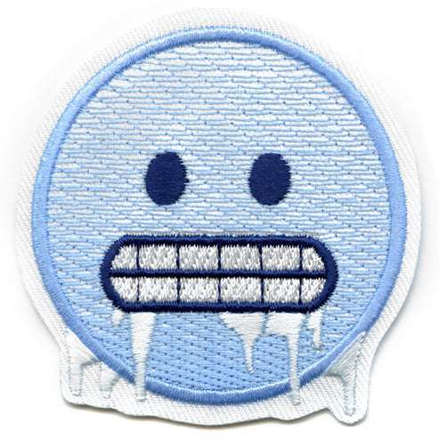 Freezing Emoji Cold Icy Iron On Embroidered Patch