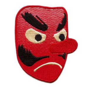 Ogre Mask Japanese Goblin Emoji Patch Tengu Red Mask Embroidered Iron On