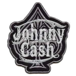 Johnny Silver Spade Patch Country Legend Johnny Cashy Love Island Silver Spade Patch Country Legend Ion Embroidered Iron On on Embroidered Iron On