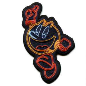 PAC Man Logo Neon Jumping Patch Retro Arcade Gaming Embroidered Iron 1 PAC Man Logo Neon Jumping Patch Retro Arcade Gaming Embroidered Iron