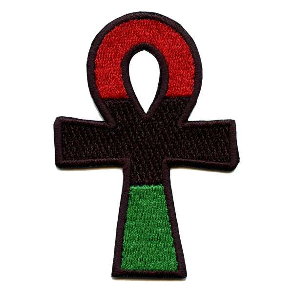 Pan-African Cross Ankh Egyptian Cross Embroidered Iron On Patch