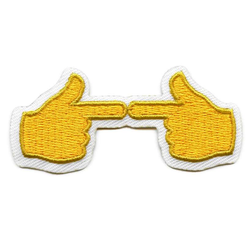 Timid Fingers Shy Patch Bashful Emoji Hand Sign Embroidered Iron On