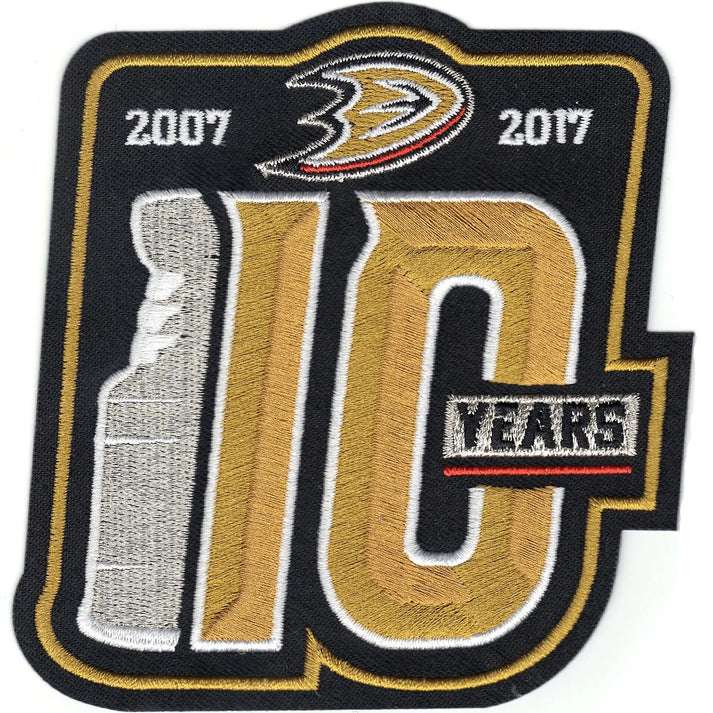 Anaheim Ducks Logo 2007 Stanley Cup Champions 10th Anniversary Patch (2017)