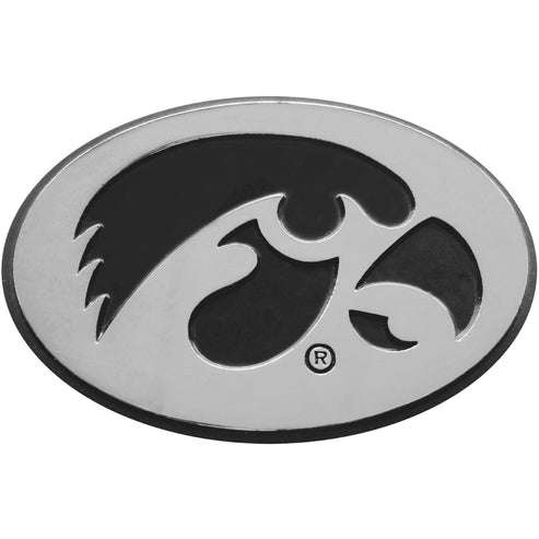 Iowa Hawkeye Logo Premium Solid Metal Chrome Plated Car Auto Emblem