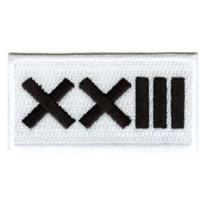 Roman Numeral 23 Iron On Patch-White (ALT)