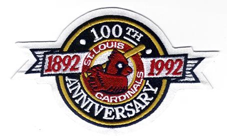 1992 St Louis Cardinals Baseball Team 100th Anniversary Logo Jersey Patch