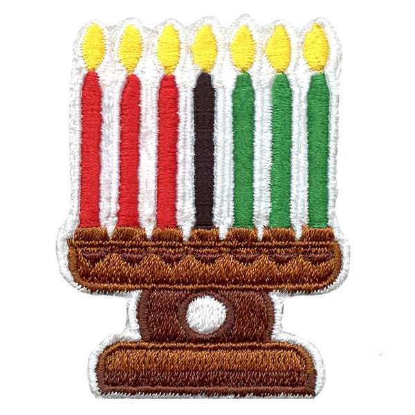 Kinara Candle Holder For Kwanzaa Embroidered Iron On Patch