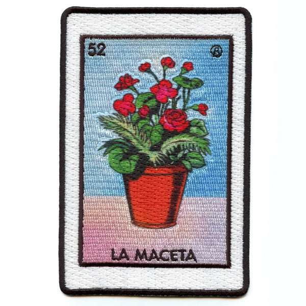 La Maceta 52 Patch Pot Mexican Loteria Card Sublimated Embroidery Iron On 