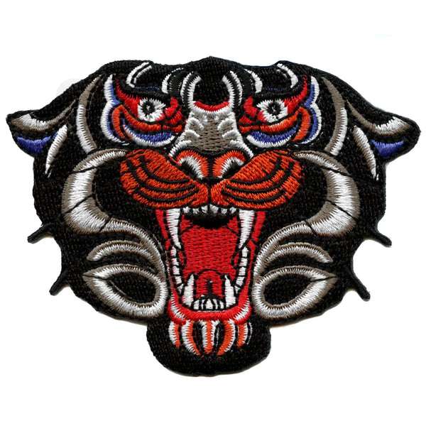 Panther Face Art Tattoo Patch Cool Tiger Traditional Animal Embroidered ...