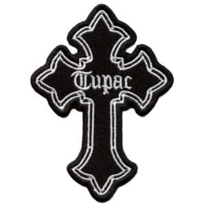 Tupac Cross Shakur Tattoo Logo Patch West Coast Rapper Embroidered Iron On