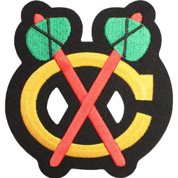 Chicago Blackhawks Shoulder Tomahawks Logo Road Jersey Patch (Red Sticks)