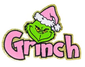 "Grinch Chenille Patch: Add Whimsical Charm to Your Apparel with Premium Embroidered Detail"