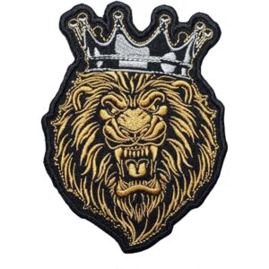 "Regal Sophistication: Chenille Lions Patch Gold - Elevate Your Style with Majestic Emblem!"