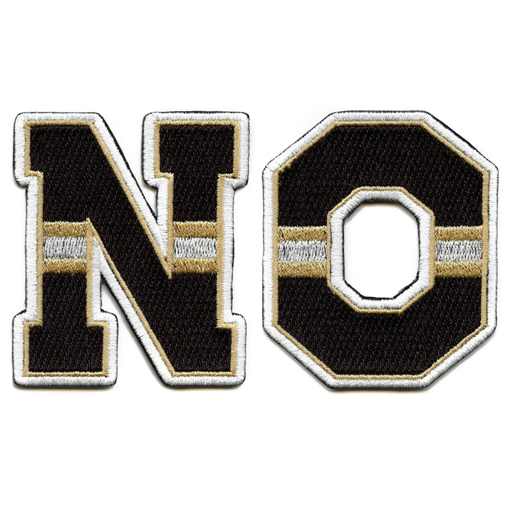 City Of New Orleans NO Letters Black Gold Football Jersey Parody Embroidered Iron On Patches