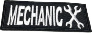 mechanic's jacket with punk patches