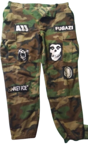 Punk Army Green Pants Patched