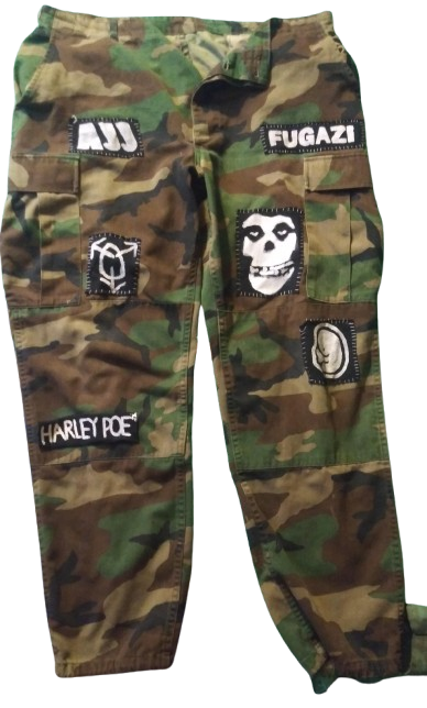 Punk Army Green Pants Patched