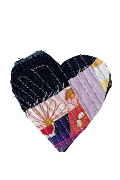 jeans with heart patches