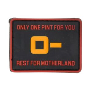 Tactical O Negative Blood Group Patch Durable Military ID Marker